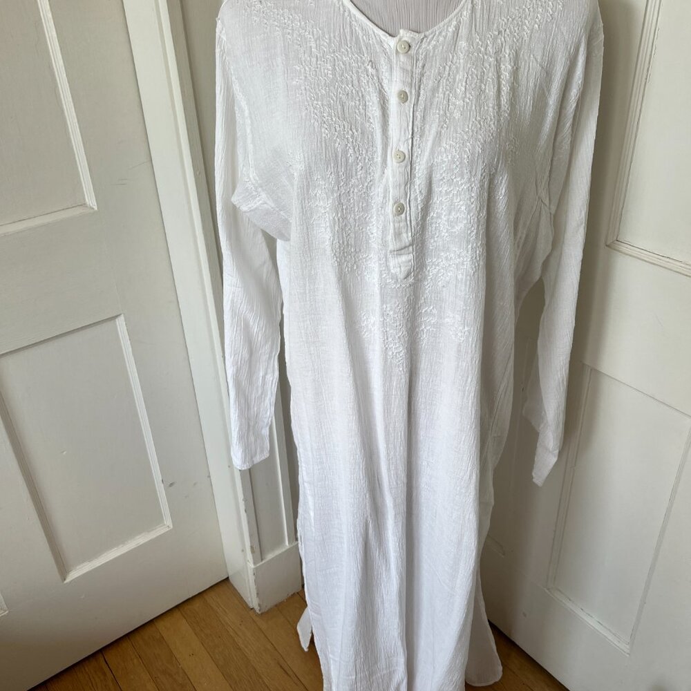 White Cotton Indian Kurta - Geeta